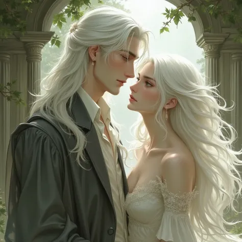 The Beautiful Swallow. girl with long white hair,beautiful .  The Man with Long White Hair, European view of the stands ,  beautiful girl,  beautiful skin,beautiful body,green eyes,, a man with long white hair is talking in a marble gazebo,young son and mo...