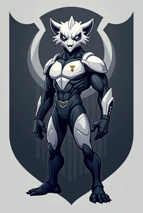 Create a mascot for a team called Lunatics ,  in the colors gray and white , Be based on the team's shield 