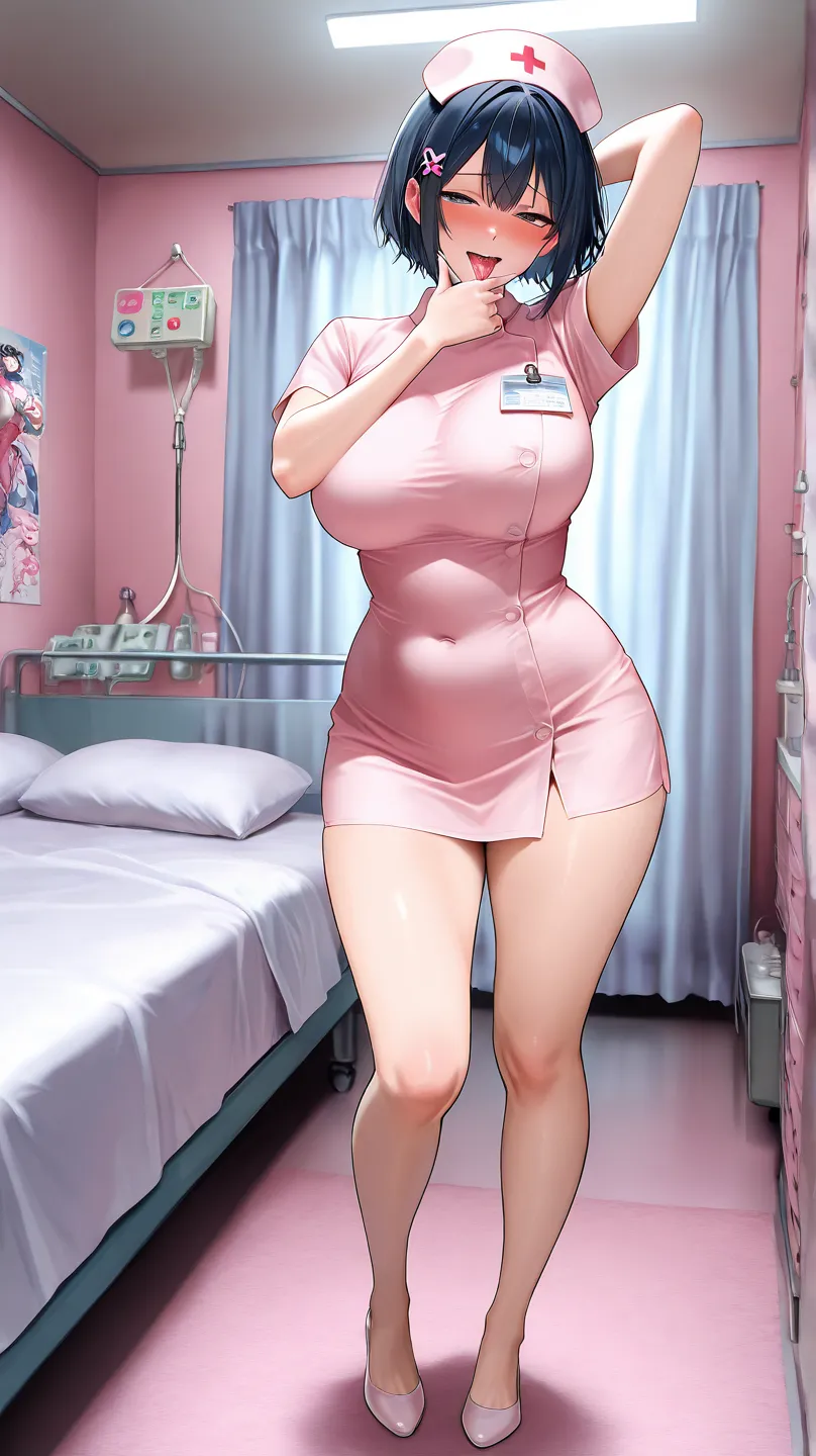 Score_9, Score_8_up, Score_7_up, Score_6_up, Score_5_up, Score_4_up, Source_anime, Tag1, Tag2, Quality_masterpiece, Anatomically correct, pink bed room,woman,looking at viewer, full body shot, stand,standing position, curvy,beautifull breasts, plump,short ...