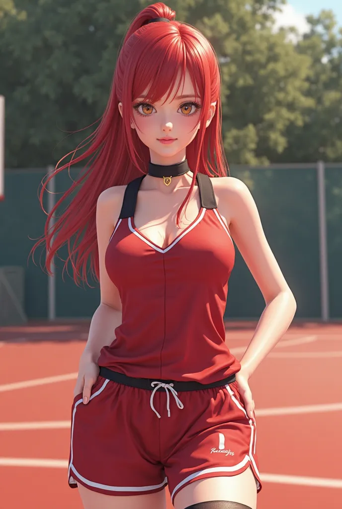 ((masterpiece, Best quality, a high resolution, Perfect Pixel, 8 K))), 1 girl、the whole body is visible、 ((bang、Gorgeous red hair))、(( Beautiful eyelashes、Realistic eyes))、 ((Detailed face, blushing:1.2))、((Smooth texture:0.75, realistic texture:0.65, phot...