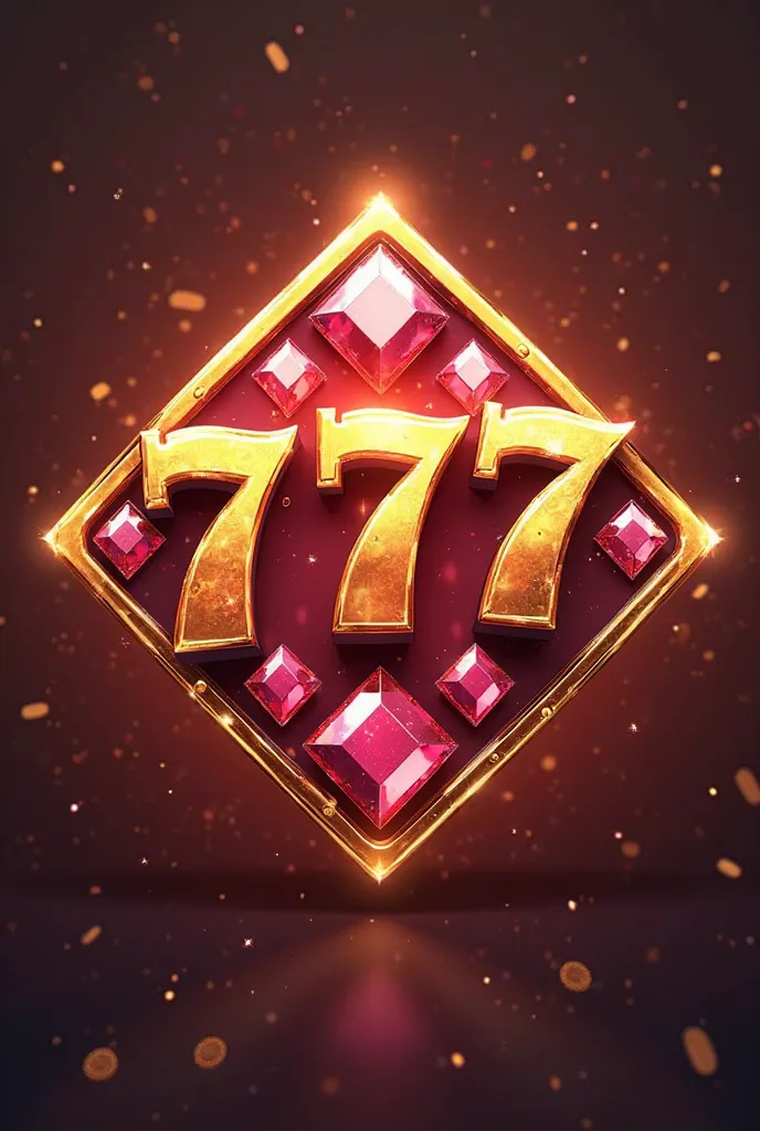 Game icon，Gems in the form of 777 and gold border and red color inside，high quality photo