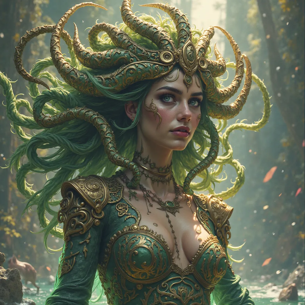 Queen Medusa who wants to conquer Pangea and has a giant Cyclops as an ally