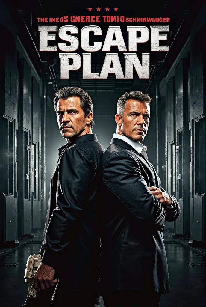 Prompt:

Design an intense and gripping movie poster for Escape Plan (2013). Place Sylvester Stallone as Ray Breslin in the foreground, showcasing his tough, calculating demeanor. He should be holding a prison escape tool or map, looking focused and ready ...