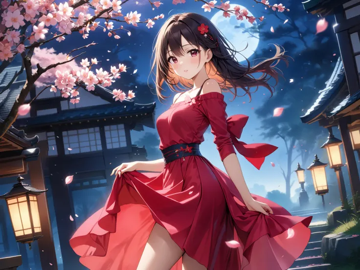  Sakura Yumata (Hinata Sakura )
1 girl,full body:1.3, Panorama :1.3
A graceful young woman with voluminous hair hair, 
ivory black hair, 
Her narrow eyes taup e eye
lipstick red
Square face
slender figure (153 cm)
medium breasts,huge hip
lively and warm pe...