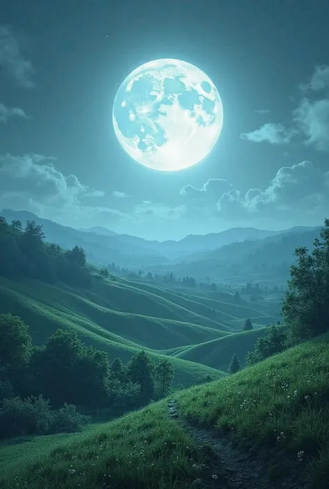 Image of a landscape with a moon 
