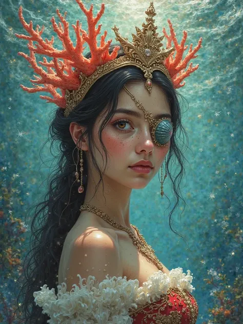 coral crown　seashell eyepatch　The 25-year-old queen