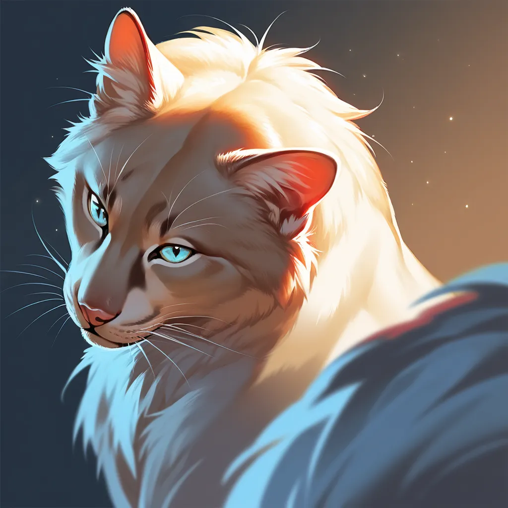 solo, feral,  male cat, with long fur, flufy tail mixed with a white fur , violet eye, seductive pose, detailed background ,  musculos malw cat, fullbody 