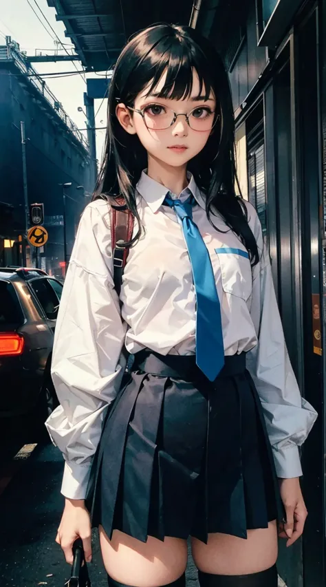 1girl, solo, (lustration of a girl wearing glasses),

(from the front), cowboy shot,
smug:1.6,
BREAK
(wear glasses), (cute girl, 16years old), (black hair), (long hair), (bangs), (black eyes), (sturine:0.6), (flat chest), shiny detailed skin,
BREAK
(school...