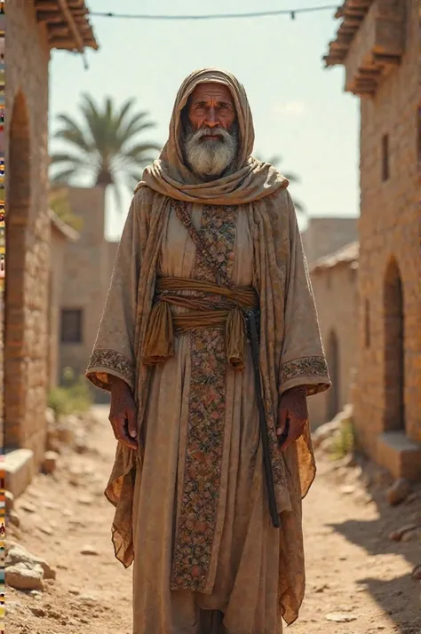 A old man stand in village old culture dress Arabic culture 