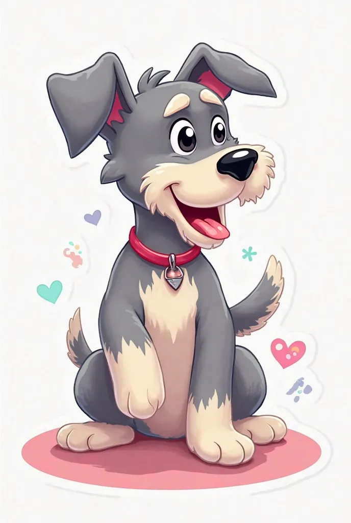 Make me a cute sticker that doesn't have much background of an animated female Schnauzer that's doing fun or cute things 
 

 
