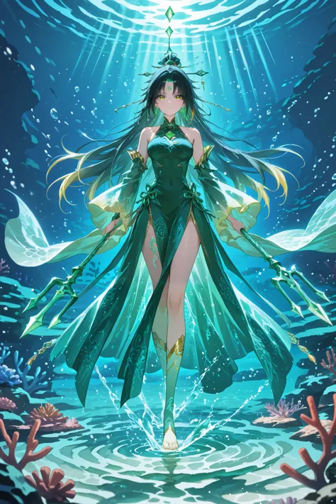 Please draw a scene of dynamically jumping into the water from the sea surface。
transparent emerald green sea water
Light trails of sunlight refracting on the surface of the water
That moment when the water shimmered like a diamond gray
Leng feiyan, Leng d...