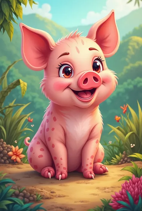 Give me a cartoon cartoon of a Colombian piglet