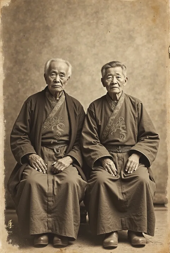 An old photograph of some Chinese great-great-grandparents