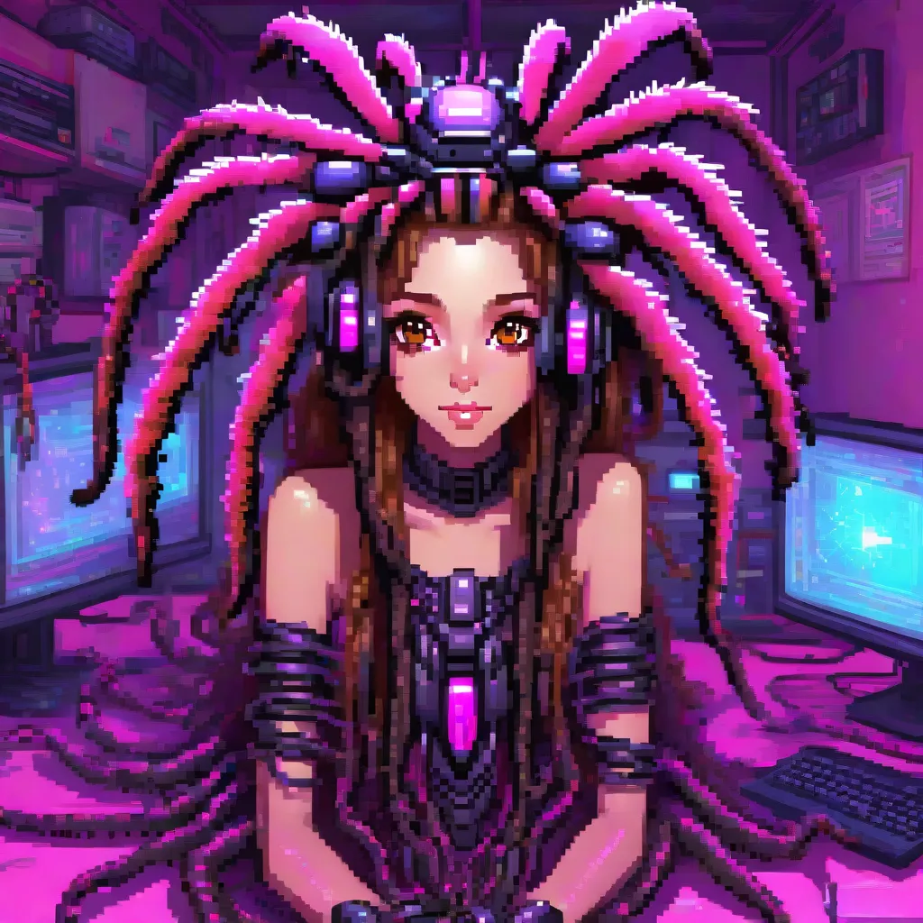 Tarantula girl covered in computer cords pink lighting messy room computer cords mind control, wrapped in computer cords, tarantula bug anythro, tarantula bug, giant bug eyes, 8 bug eyes, fuzzy tarantula anythro, and black and brown, tarantula, tarantula g...