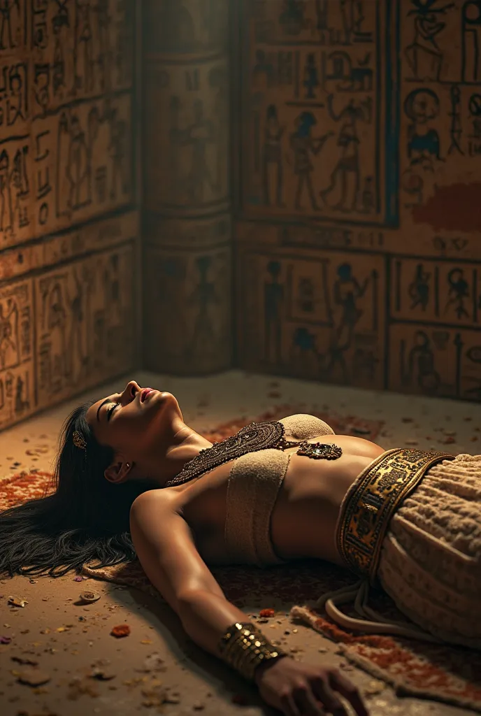 Unconscious Egyptian woman on the floor