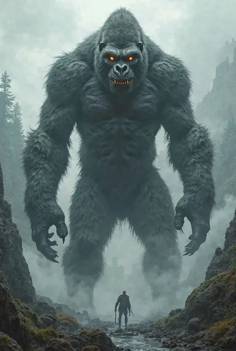 King Kong mixed with a werewolf 
