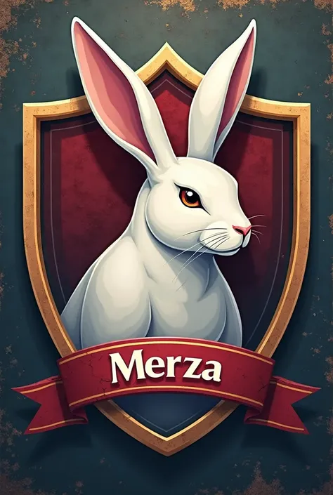 Football shield with a white rabbit and the name “Merza” 2D