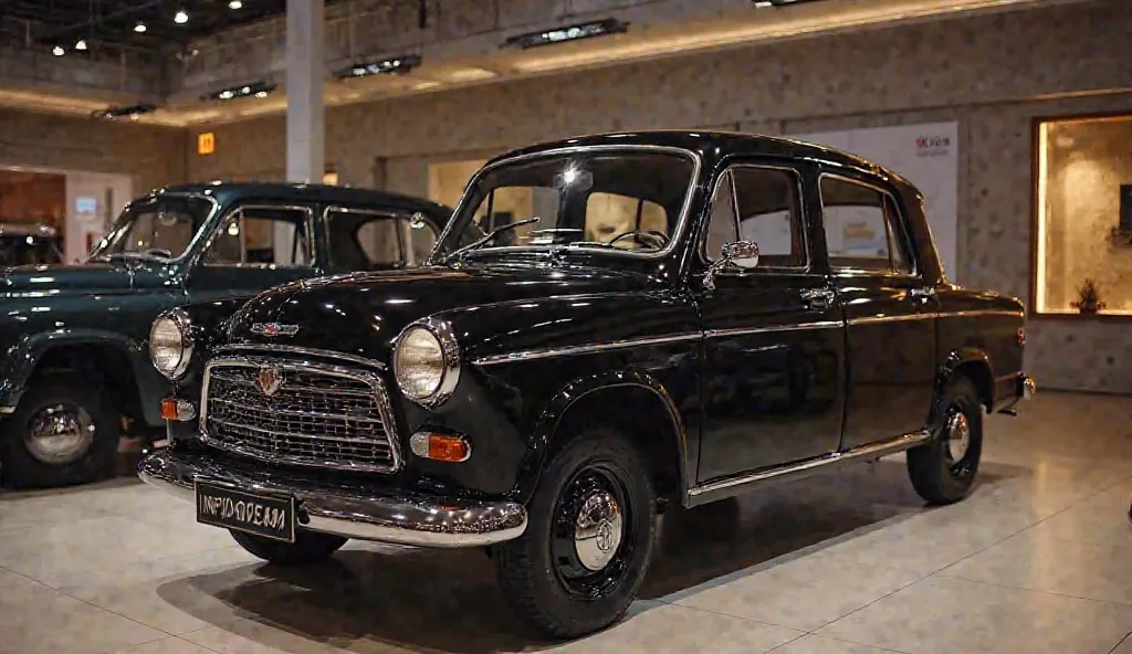 New 2026 Hindustan ambassador lounge super luxury mpv review back right review Open vehicle lights 100% Real and clear images first look show in furnished showroom the vehicle black colour high why and high- resolution and name and Logo show on the back wa...