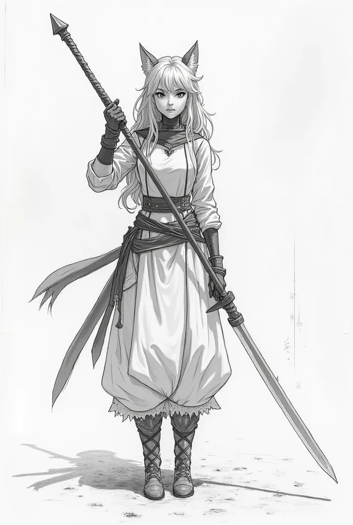 drawing of a woman with a sword in her hand, an anime drawing inspired by Li Chevalier, pixiv contest winner, furry art, she is holding a sword, old sketch, long sword in her hand, anime sketch, holding a sword on her shoulder, loose pencil sketch, rough s...