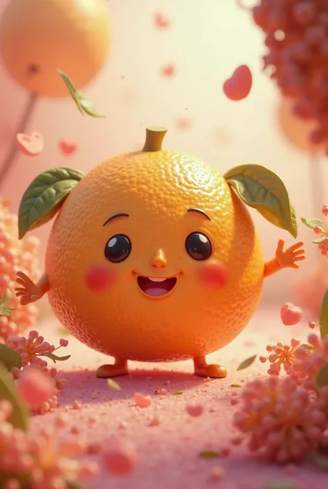 An animated grapefruit that is taking a human