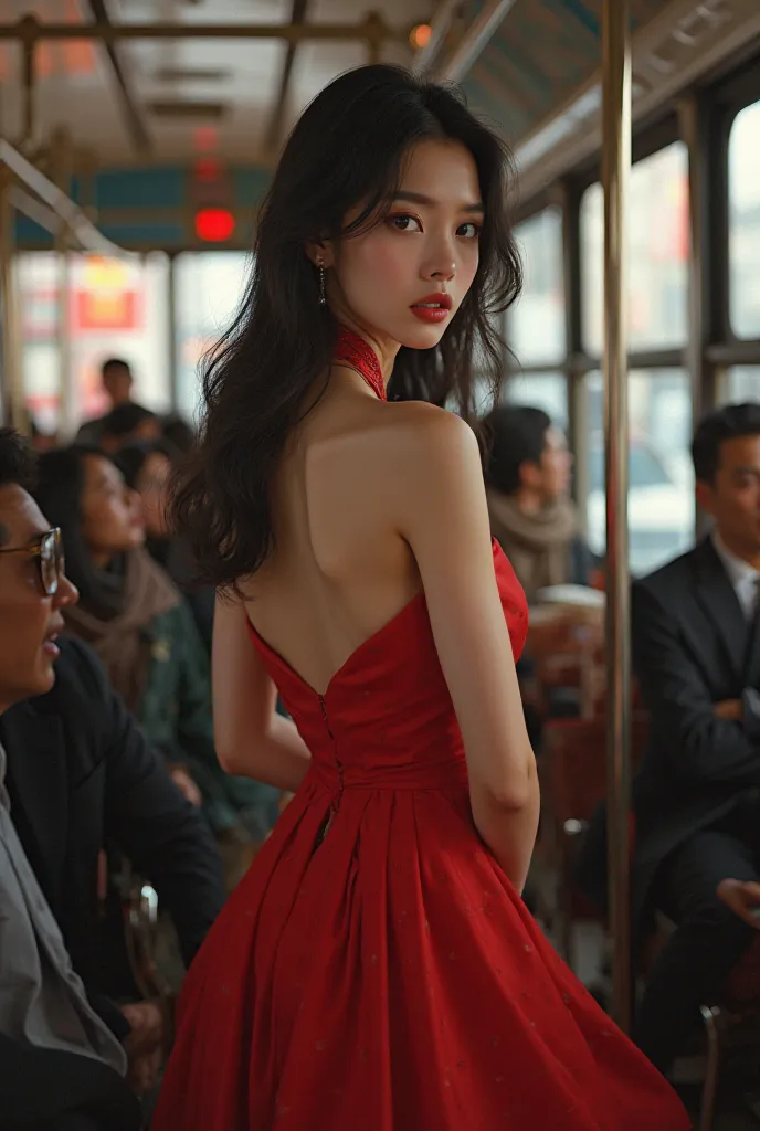 in bus chainese girl sexy dress 