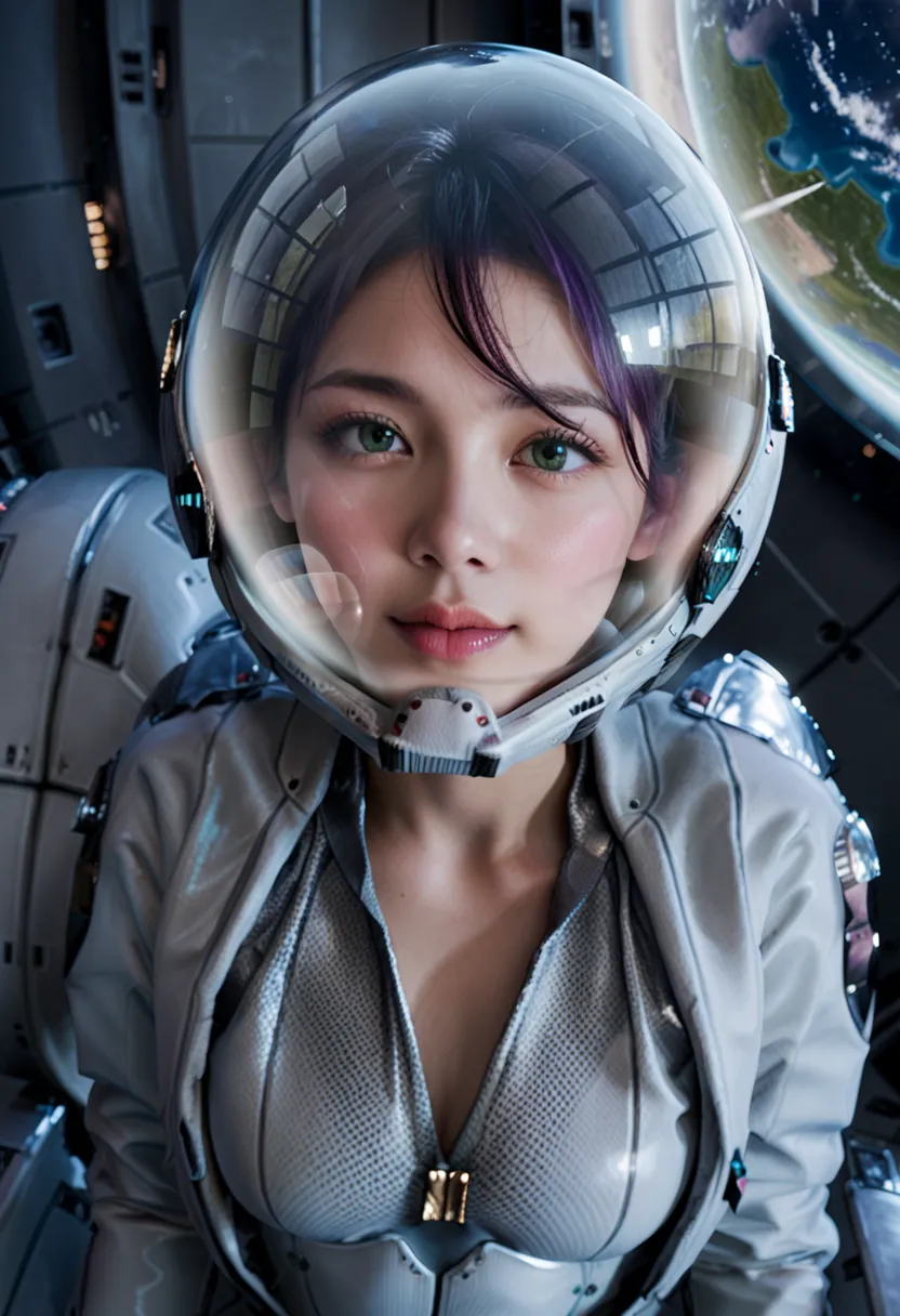 (plugsuit:1.15), , eva helm, , indoors,masterpiece, best quality, 1girl, solo, {{{very short hair:1.7}}}, pread legs, , , short hair, ,(upper body:1.2)space helmet, space helmet,eva helm, spacesuit , astronaut),, bubble helmet, space helmet, (1girl:1.1) we...