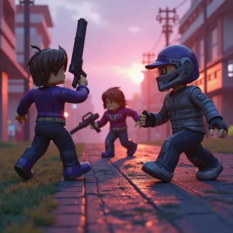 Scene from Roblox characters hunting other characters dressed as runaway props,  colored, extremely detailed, 8k, efeitos de iluminação Realistics, vibrant color palette, cinematographic composition, action scene, Realistic,  photorealistic 
