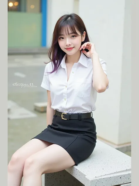 ((Medium Shot, Realistic Cinematic, 4K High Resolution))

A stunning Thai female university student, 20 to 21 years old, stands confidently in front of a sleek office building at night. Warm interior lights cast a soft glow on her fair, rosy skin, highligh...