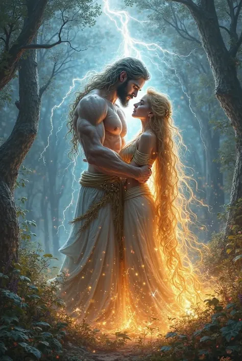 Rapunzel and the God of Thunder having sex 