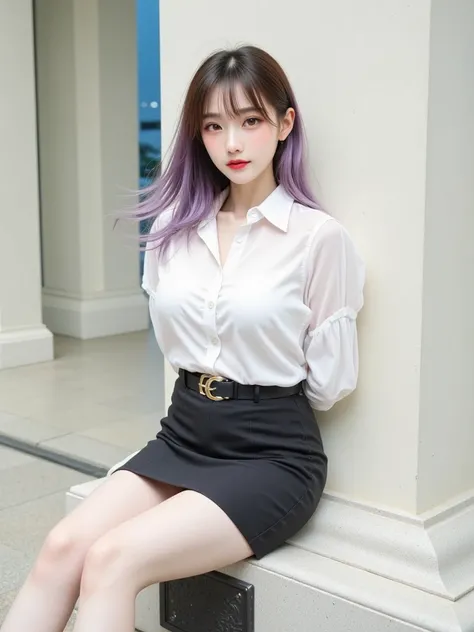 ((Medium Shot, Realistic Cinematic, 4K High Resolution))

A stunning Thai female university student, 20 to 21 years old, stands confidently in front of a sleek office building at night. Warm interior lights cast a soft glow on her fair, rosy skin, highligh...