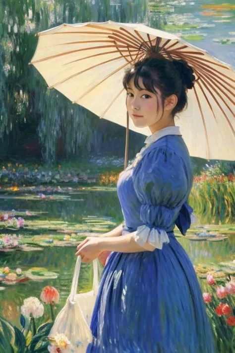 Painting、Monet、Woman holding a parasol 