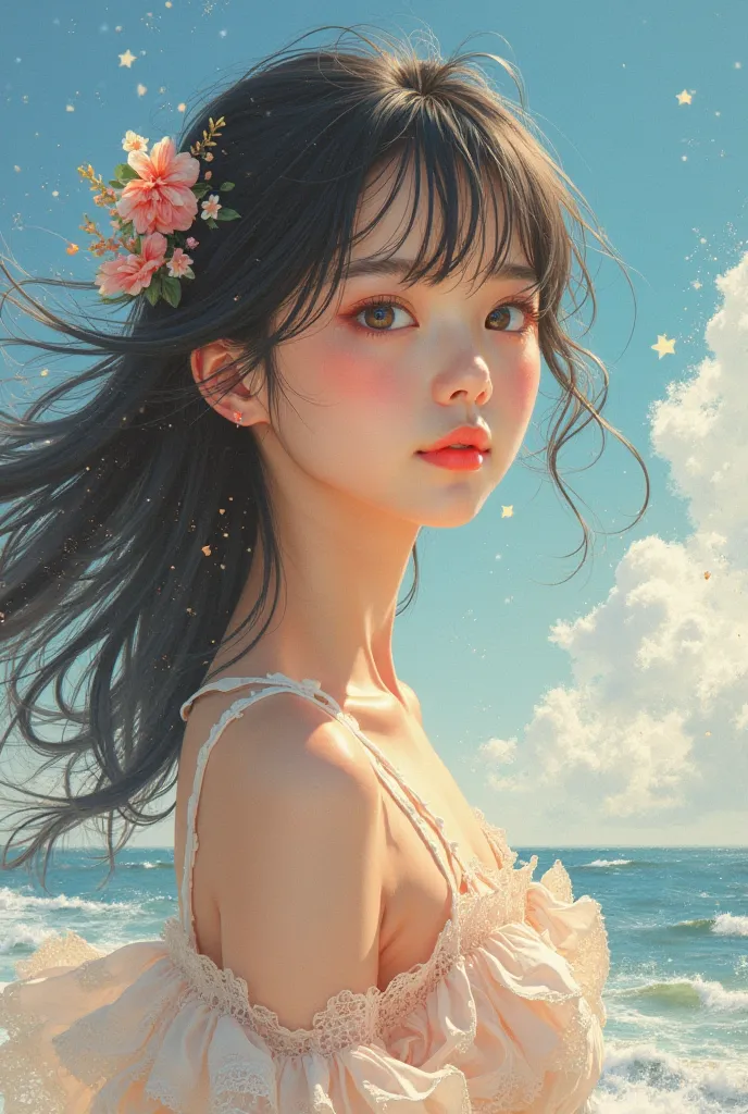 AI's Greatest Paintings、Portrait of a female elementary school student looking into the distance with infinitely thin skin all over her body、I see beautiful legs、Full body skin accurately drawn down to the smallest detail、Full body photo as close to realit...