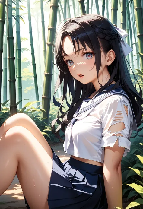 score_9, score_8_up, score_7_up, score_6_up, score_5_up, score_4_up, (Angle seen from the side) (Show the whole body)  (A girl wearing a school uniform wields a sword)  Beautiful anime style portrait, Detailed portrait of beautiful anime style girl, 
Beaut...