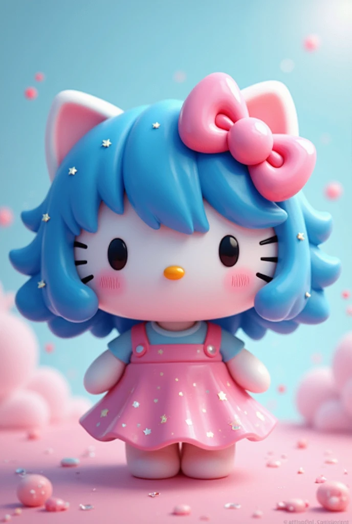 Hello Kitty character with blue hair