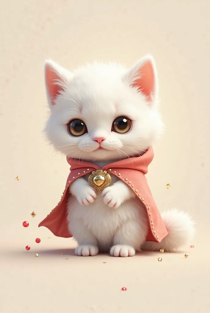 Cute white kitten standing in costume