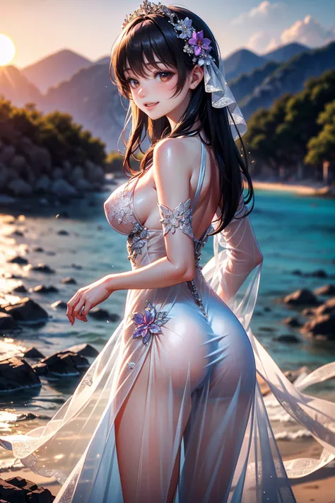 Best Picture Quality, 8K, Best Picture Quality, ((High school girl with crimson eyes)), ((Crimson eyes)), ((sparkling detailed eyes)), (very precise eyes), . (long hair that looks like a mix of platinum and purple)), princess cut, ((clear, glowing white sk...