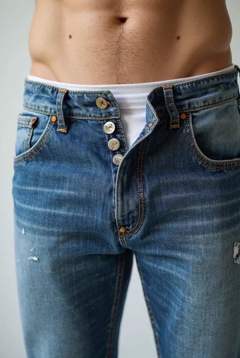 Men's jeans button fly open 