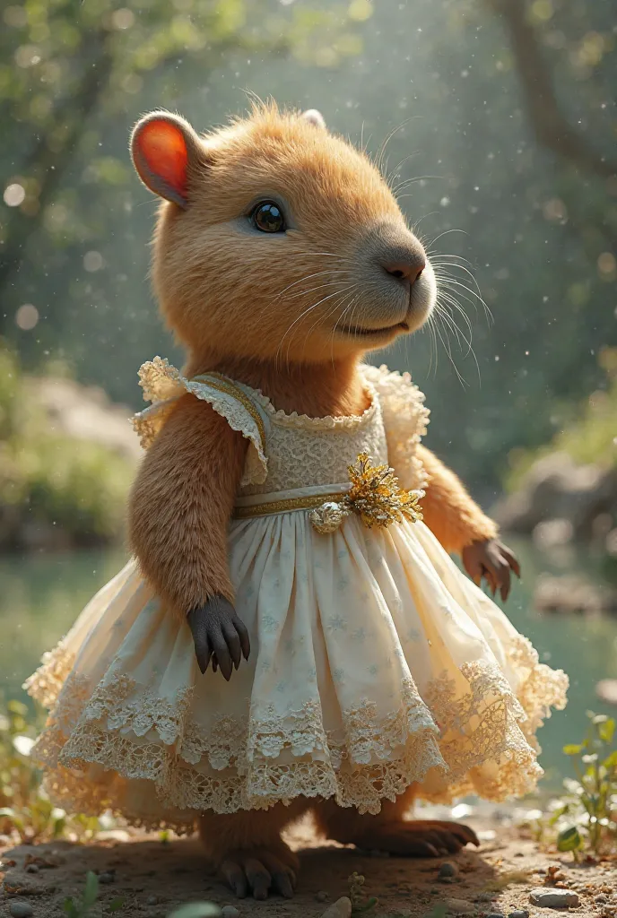 Do a REALISTIC CAPYBARA with a dress