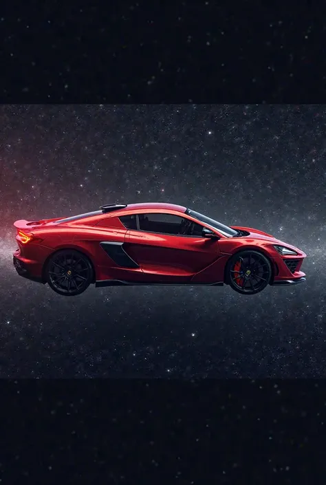 A red car in space 