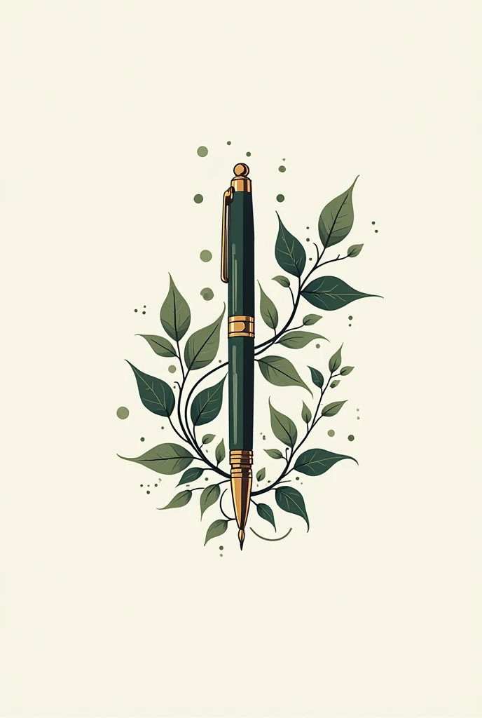 create a good executed logo and simple, a pen with vines of leaves on it, it is a journalism logo