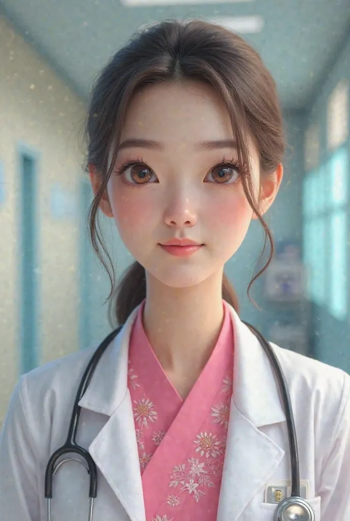 Doctor girl with pink myanmar clothes or pink dress