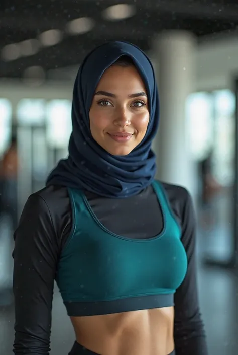 Hijab women wearing sports bra 