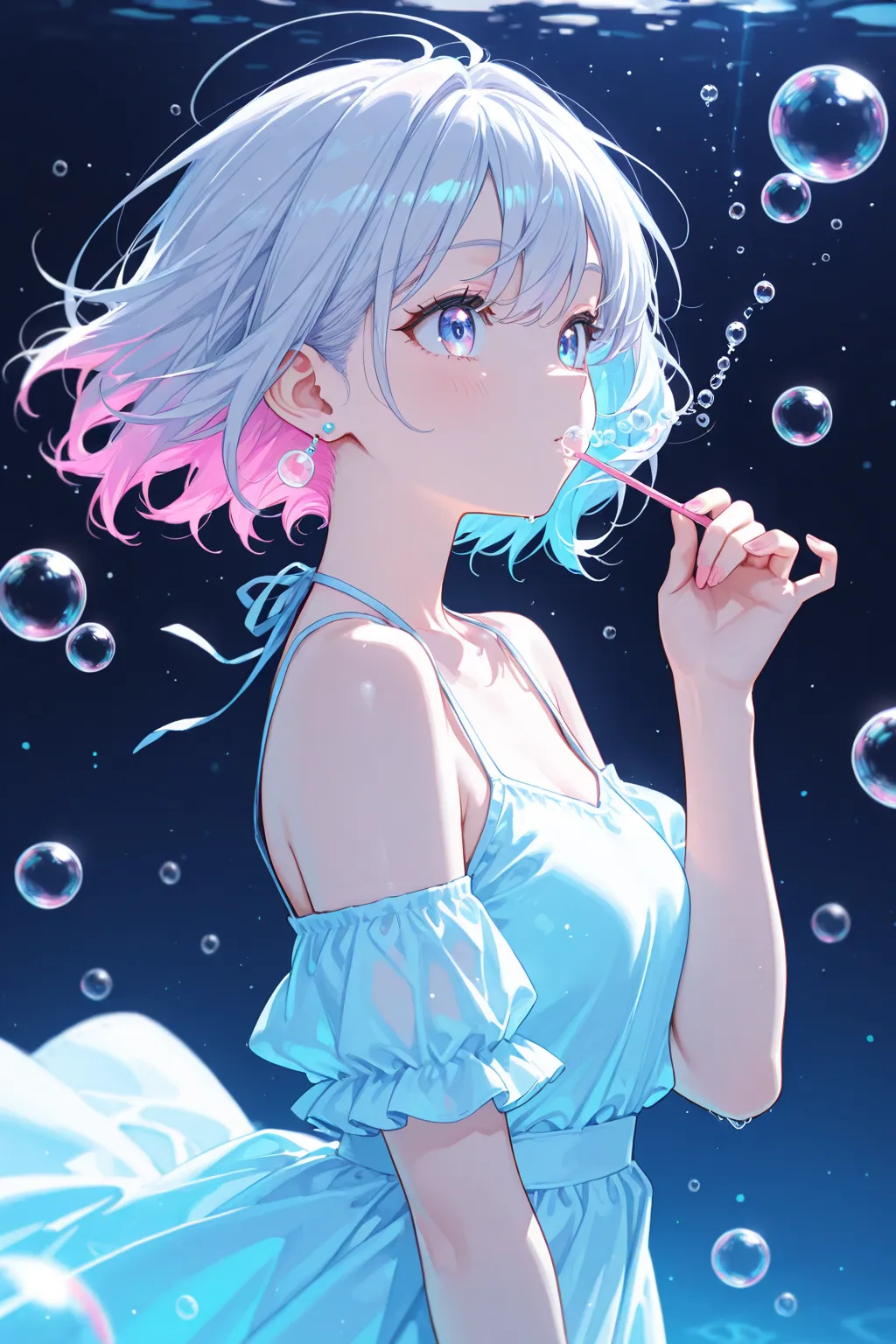 girl with Bubbles, bright colors