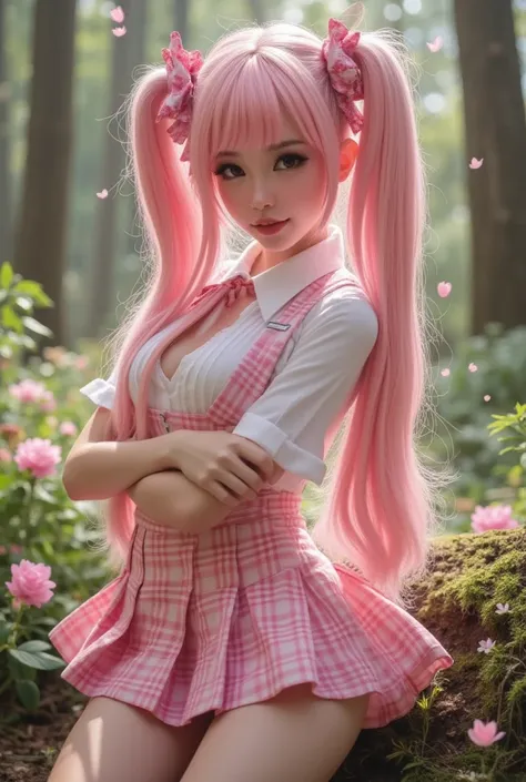 (long_twin_tails),(brown_eye,pink_hair),(pink-plaid-school-girl_SEXY),(short_skirt),(full_body_picture),highly_detailed,8K_resolution,photorealistic,professional,cinematic_lighting,dramatic_atmosphere,intricate_background_details,dynamic_pose,vivid_colors,...