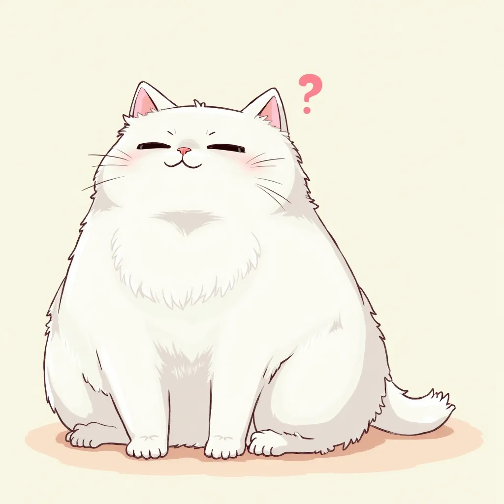 White fat cat Karin-sama sitting like an old man, manga style