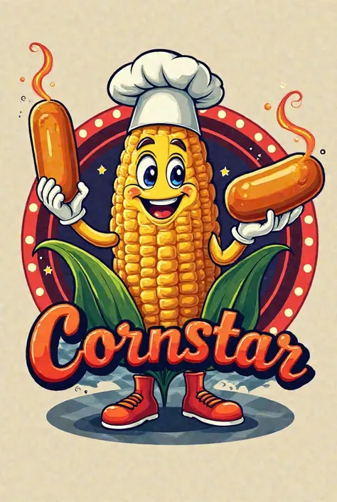 make me a logo for our business named cornstar where we sell corndog