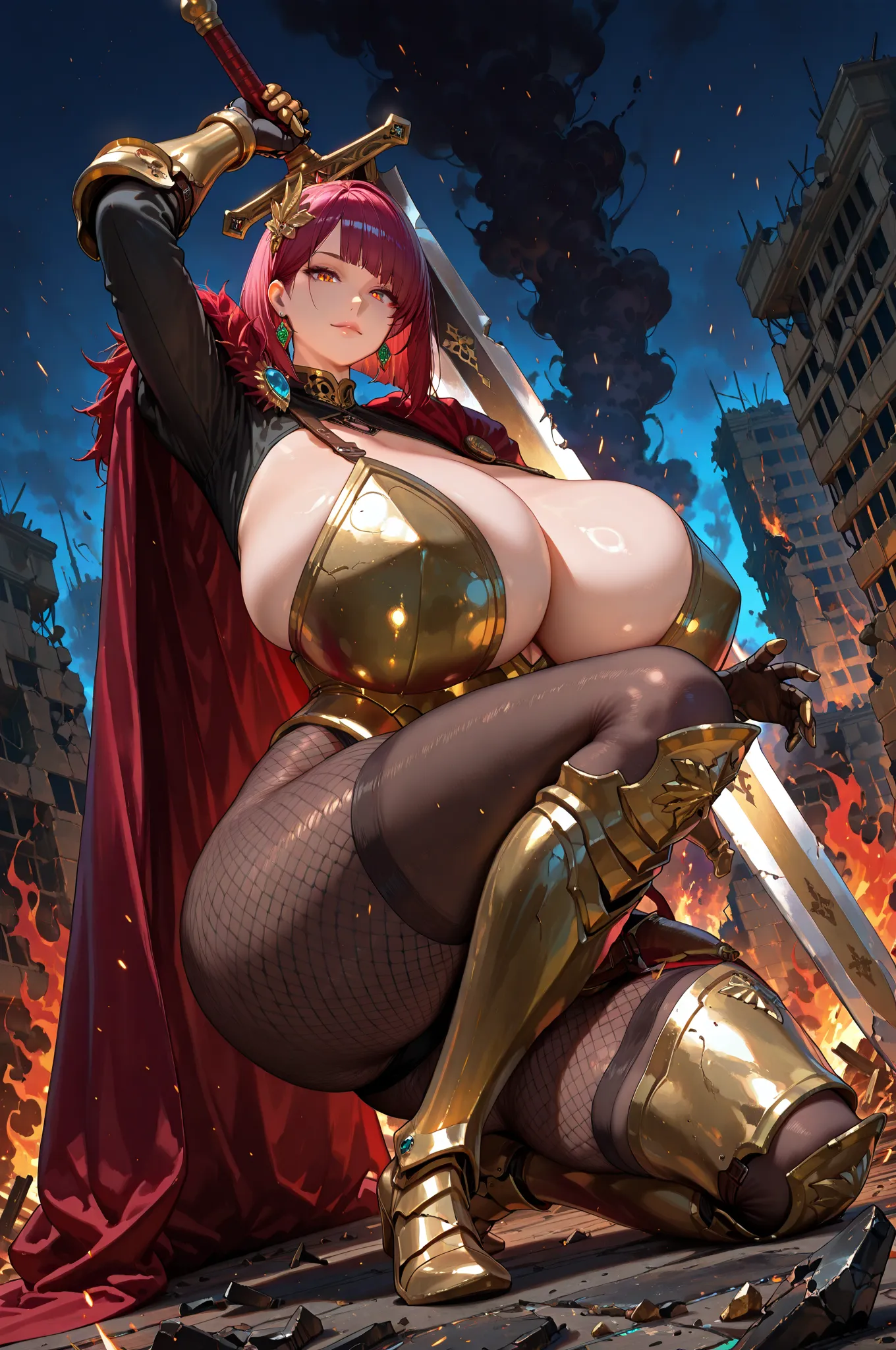 unparalleled masterpiece, best quality, ultra detailed, official art, Ridiculous resolution, 8k, raw photo, perfect anatomy, BREAK (youthful woman, mature female, Enchanting Eyes, 9 head body, gigantic breasts, gigantic hip, huge and thick thighs), ambient...