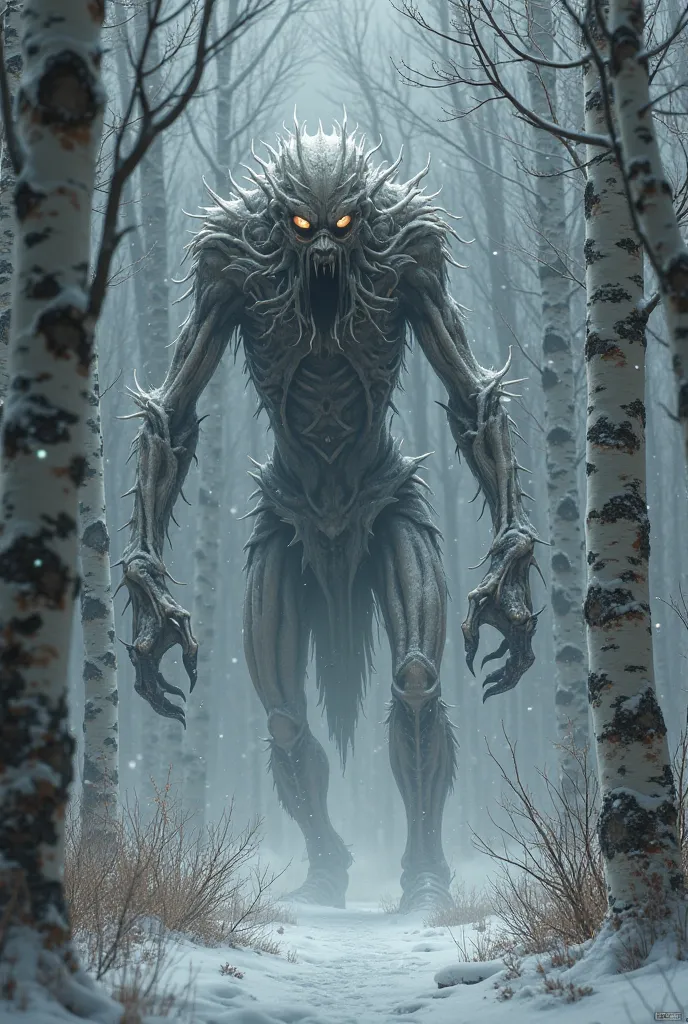 Wendigo in birch forest