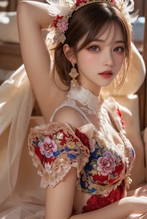 pretty chinese idol wear very beautiful colorful details dress in random travel location like in below:

🌍 Randomized Travel Theme:
She is gracefully dressed in an outfit inspired by a randomly selected world culture, blending traditional attire with artis...