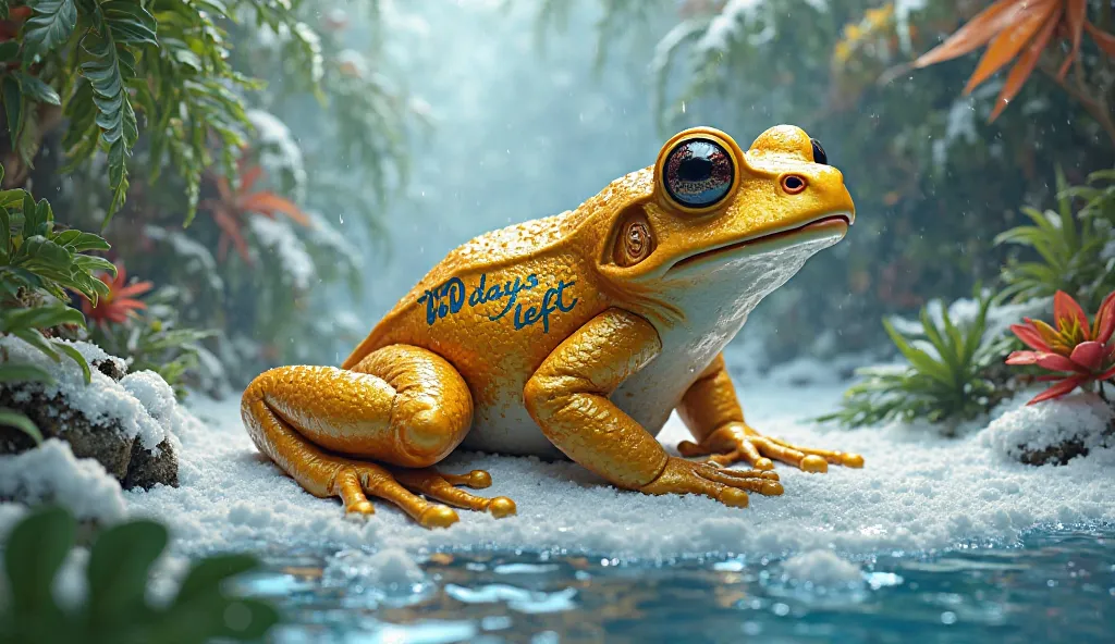 A dj golden frog side will be written on 60 Days Left and the background snow and water will be jungle color